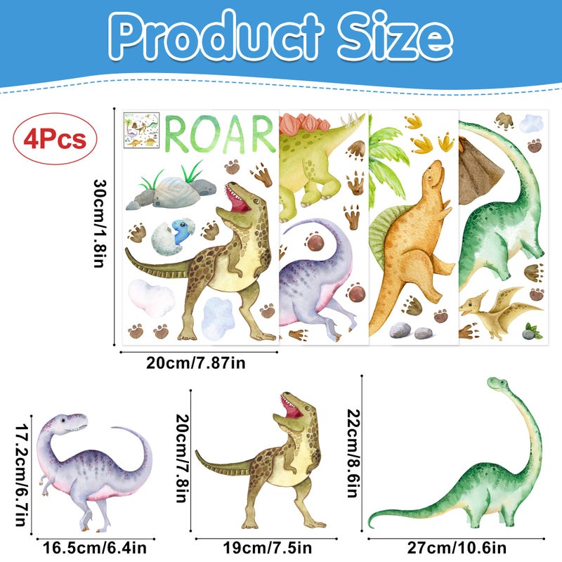 Sinekong Dinosaur Wall Decals Glow in The Dark Dinosaur Wall Stickers Watercolor Dinosaur Decal Large Removable Vinyl Dino Wall Decals for Boys Bedroom Kids Girls Baby Nursery Playroom Living Room Wall Decor - Image 3